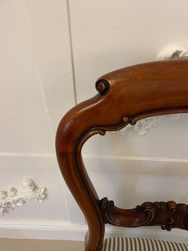 Antique Victorian Mahogany Carved Set of 6 Dining Chairs - Image 9